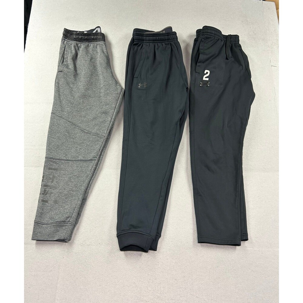 Under Armour Mens Sweatpants Joggers Lot of 3 Black Gray Large